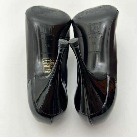 CELINE Zip-Up Leather Heeled Booties Black with Tassels Made in Italy 36 (US 6) - Picture 10 of 13